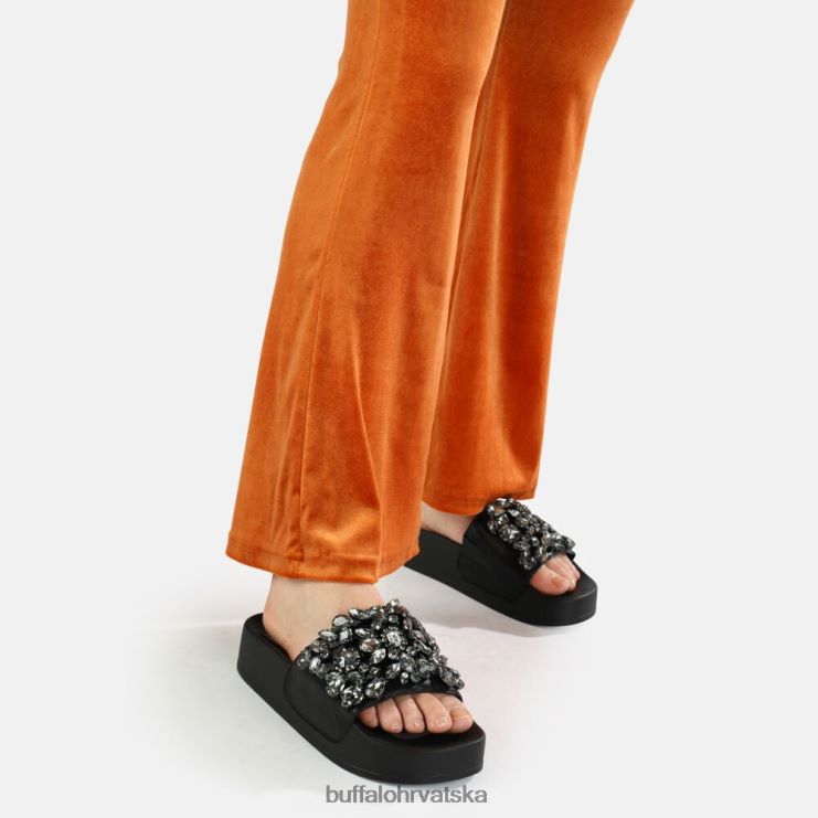 crno Buffalo sky diamond platform slide vegan |slajdova TDD6T109
